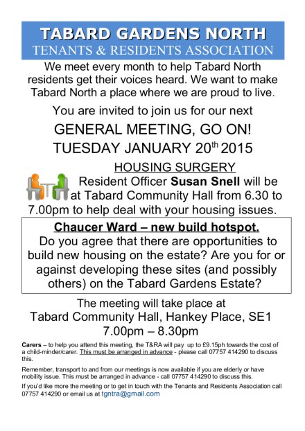 General Meeting leaflet 20th January 2015
