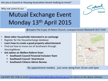 Mutual Exchange Event Flyer  Monday 13th April