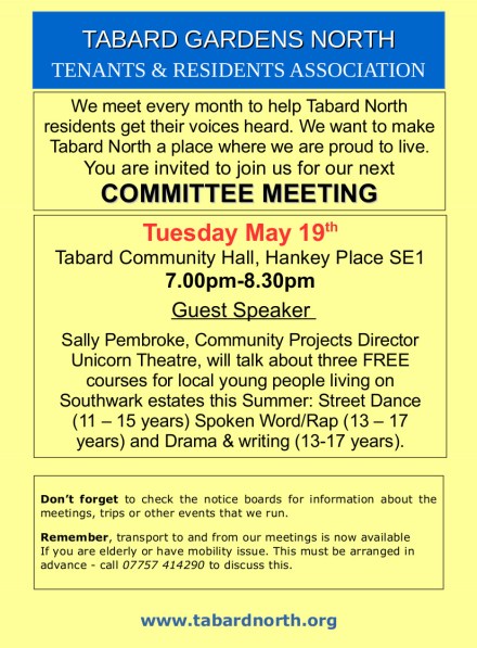 Committee Meeting poster 19th May 2015