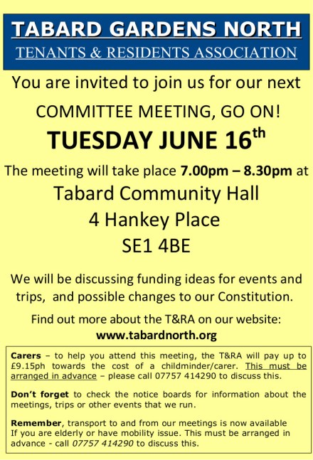 Committee Meeting leaflet 16th June 2015