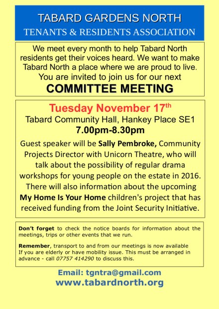 Committee Meeting poster November 17th 2015