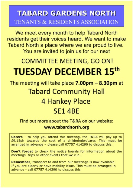 Committee Meeting leaflet 15th December 2015