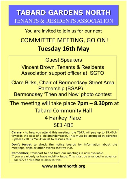 Committee Meeting 16th May