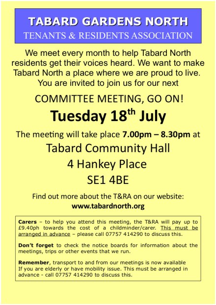 Committee Meeting colour 18th July