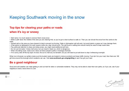 Keeping Southwark moving leaflet