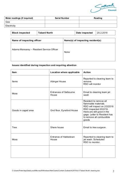 Tabard North cleaning