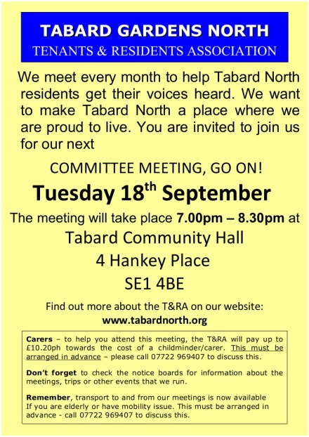 Committee Meeting colour 18th September 2018