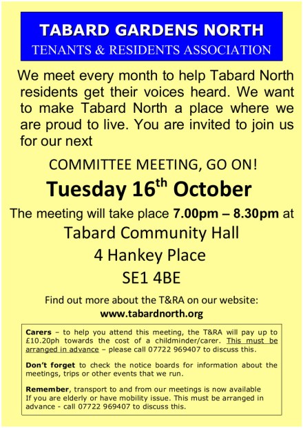 Committee Meeting colour 16th October 2018