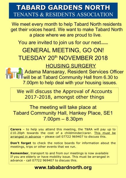 General Meeting poster November 2018