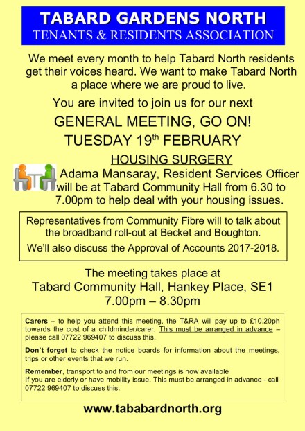 General Meeting poster February 2019