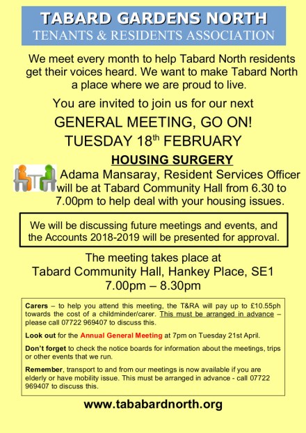 General Meeting poster February 2020